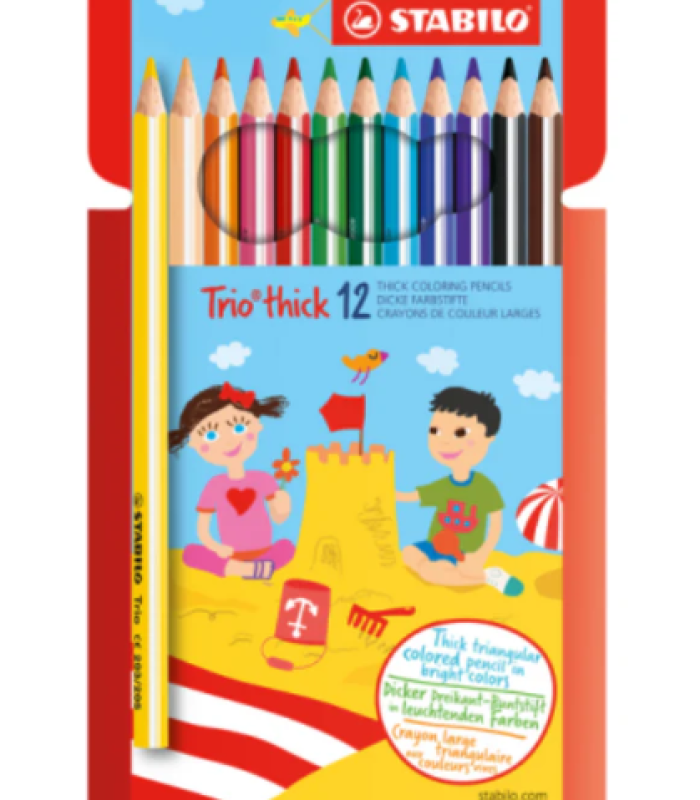 Etui carton de 12 crayons de couleur large triangulaire STABILO Trio