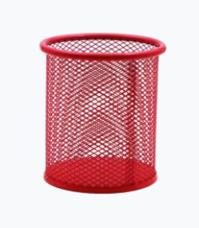 Pot à Stylo Rond Métal – Rouge (802RG)