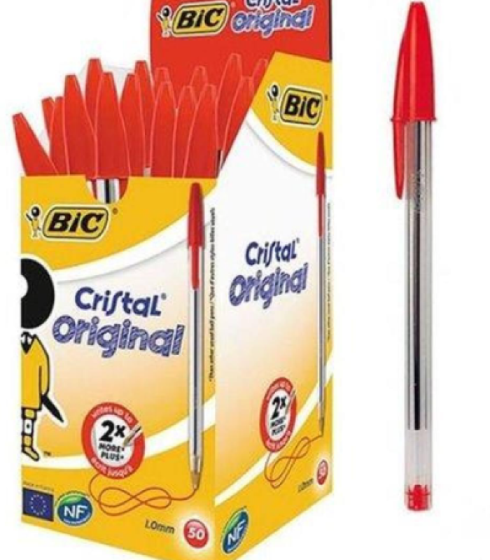 STYLO A BILLE ROUGE BIC CRISTAL BOITE DE 50