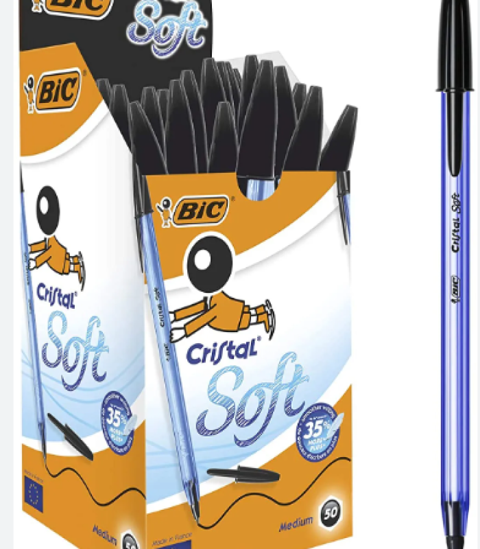 STYLO A BILLE NOIR BIC SOFT BOITE DE 50