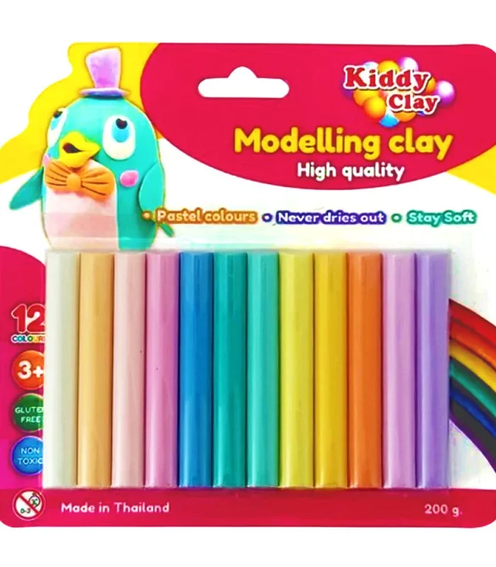 PATE A MODELER DE 12 PASTEL 200GR KIDDY CLAY ST-200-12P